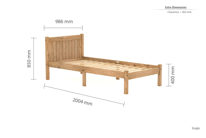 Rio Solid Pine Bed with Slatted Base for Enhanced Support and Airflow