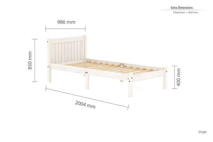 Rio Solid Pine Bed with Slatted Base for Enhanced Support and Airflow