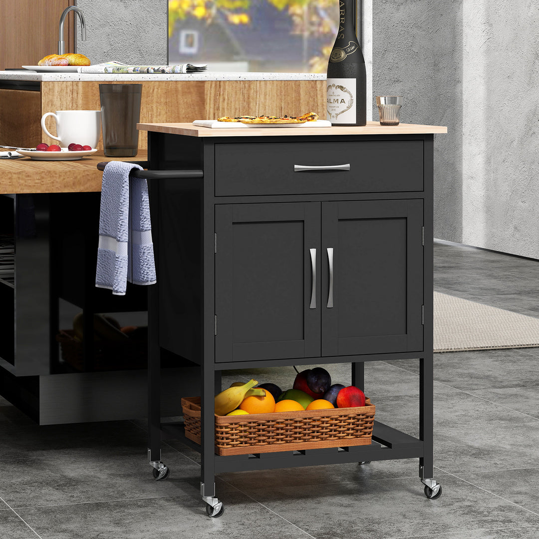 Rolling Kitchen Island Cart with Drawer and 2