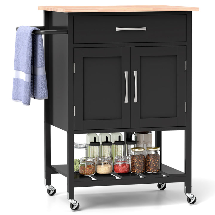 Rolling Kitchen Island Cart with Drawer and 2