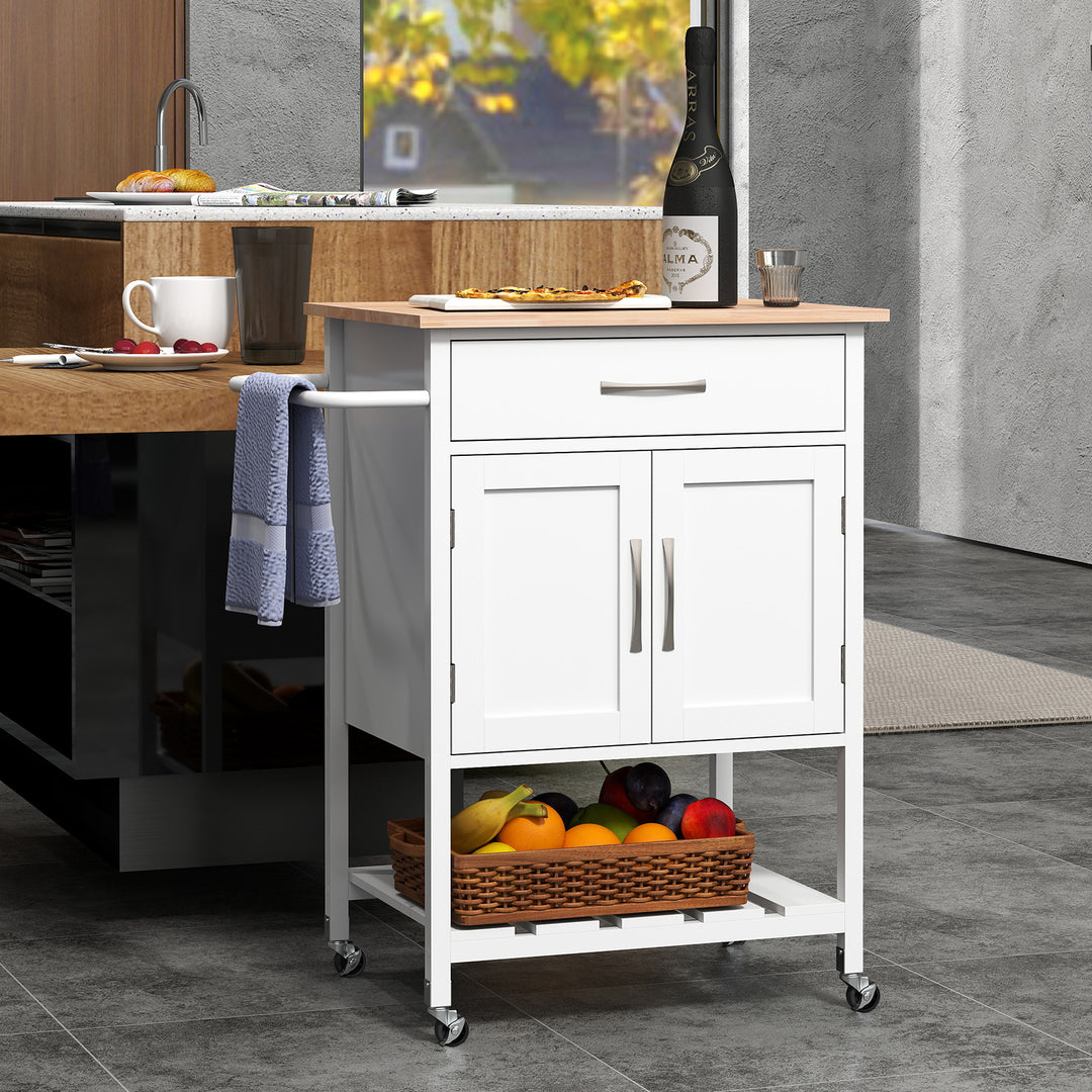 Rolling Kitchen Island Cart with Drawer and 2