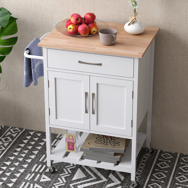 Rolling Kitchen Island Cart with Drawer and 2