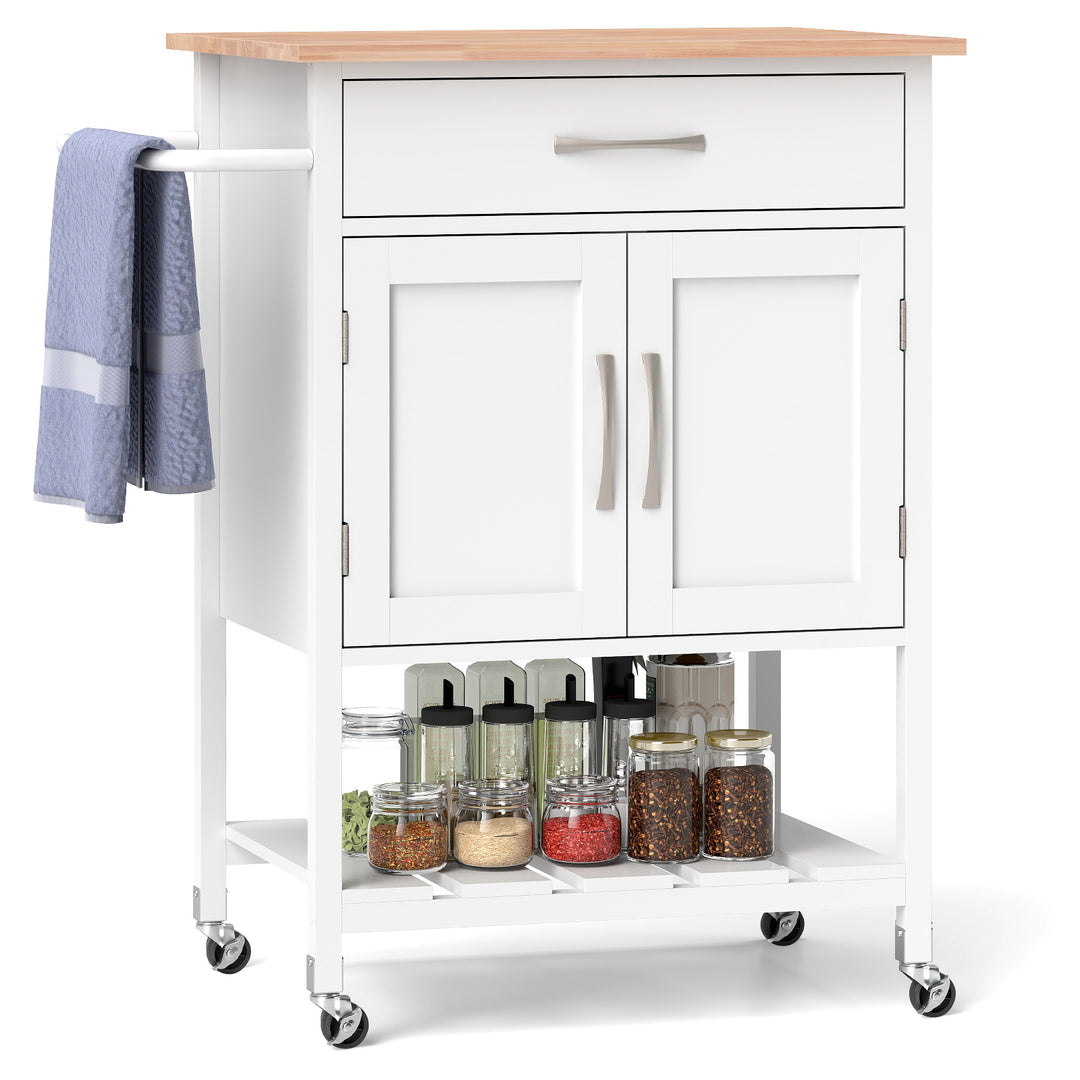 Rolling Kitchen Island Cart with Drawer and 2