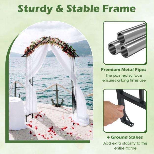 Roof-shaped Top Garden Arbor Garden Trellis Pergola with Side Crossbars-Black