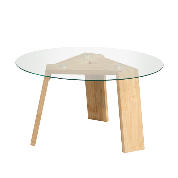 Round Coffee Table with Rubber Wood Tripod Support Frame