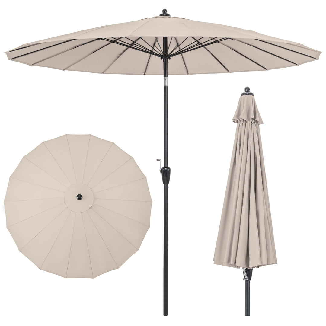 260 cm Round Patio Umbrella with 18 Fiberglass Ribs