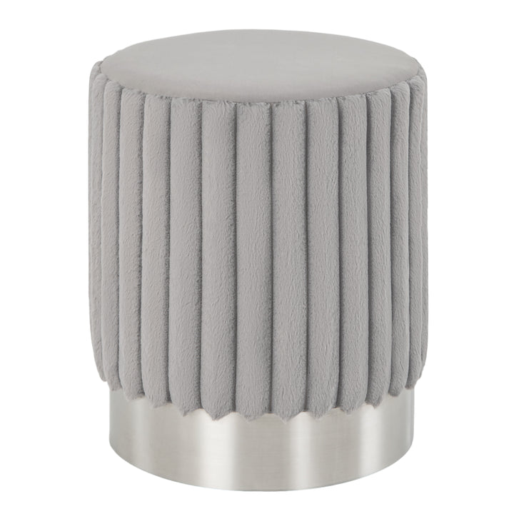 Upholstered Footrest Stool with Decorative Vertical Tufting and Heavy-duty Metal Base - TidySpaces