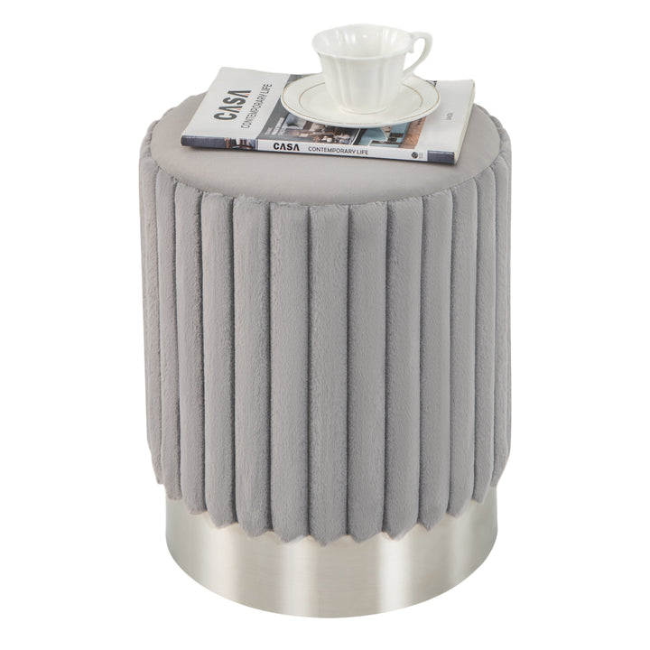 Upholstered Footrest Stool with Decorative Vertical Tufting and Heavy-duty Metal Base - TidySpaces