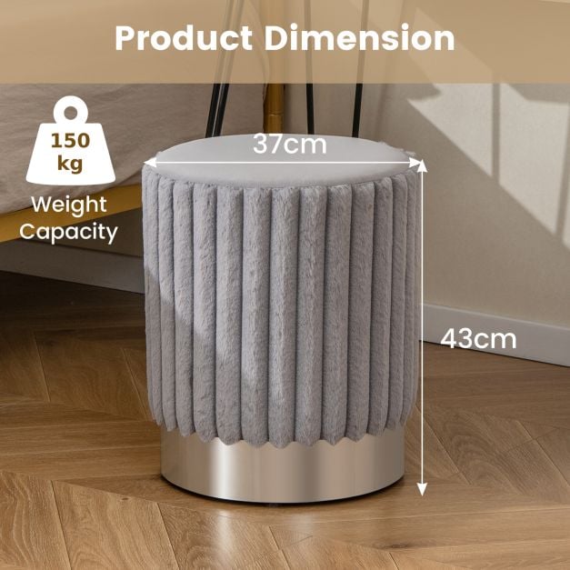 Upholstered Footrest Stool with Decorative Vertical Tufting and Heavy-duty Metal Base