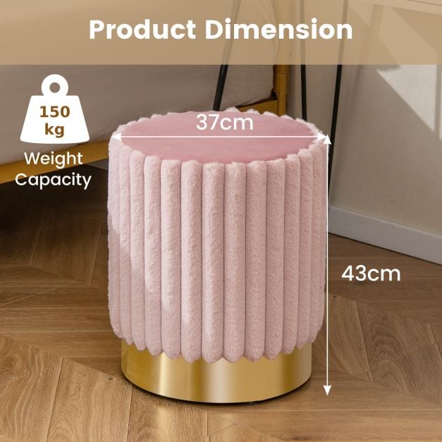 Upholstered Footrest Stool with Decorative Vertical Tufting and Heavy-duty Metal Base