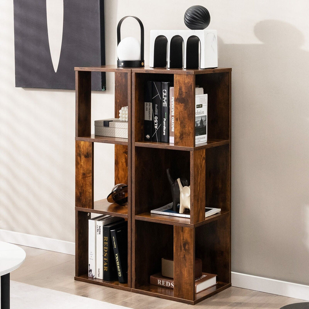 2 Pieces 3 Tier Wooden Storage Bookcase - TidySpaces