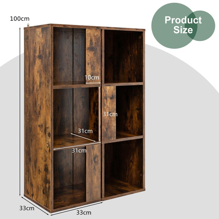 2 Pieces 3 Tier Wooden Storage Bookcase - TidySpaces