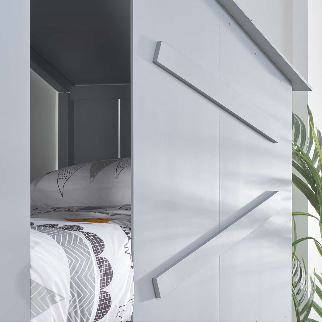 Safari Bunk Bed with Cosy Shelter and Traditional Pitch Roof for Imaginative Play