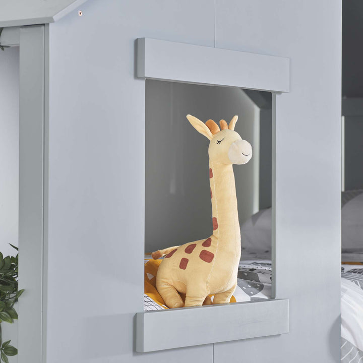 Safari Bunk Bed with Cosy Shelter and Traditional Pitch Roof for Imaginative Play