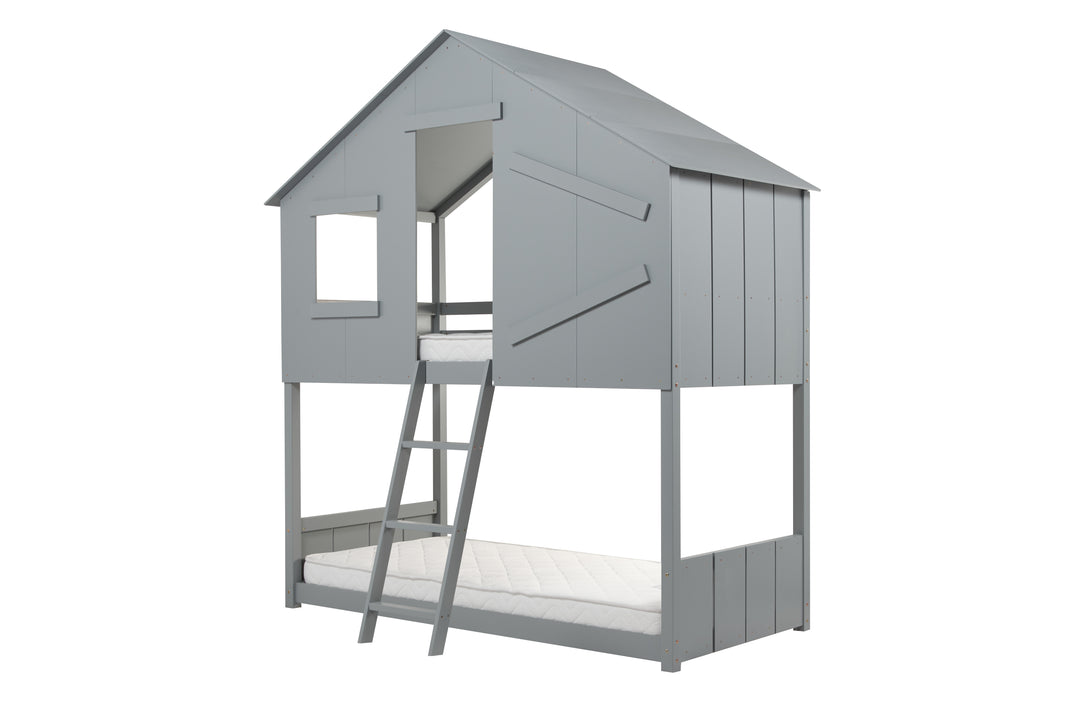 Safari Bunk Bed with Cosy Shelter and Traditional Pitch Roof for Imaginative Play