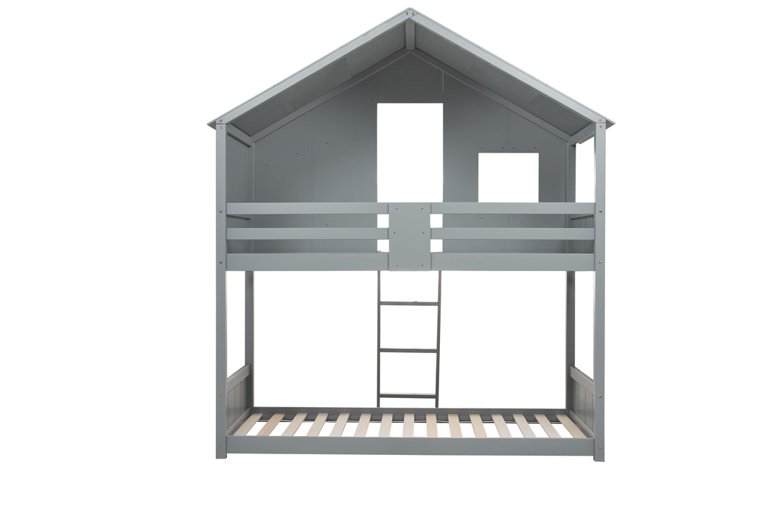 Safari Bunk Bed with Cosy Shelter and Traditional Pitch Roof for Imaginative Play