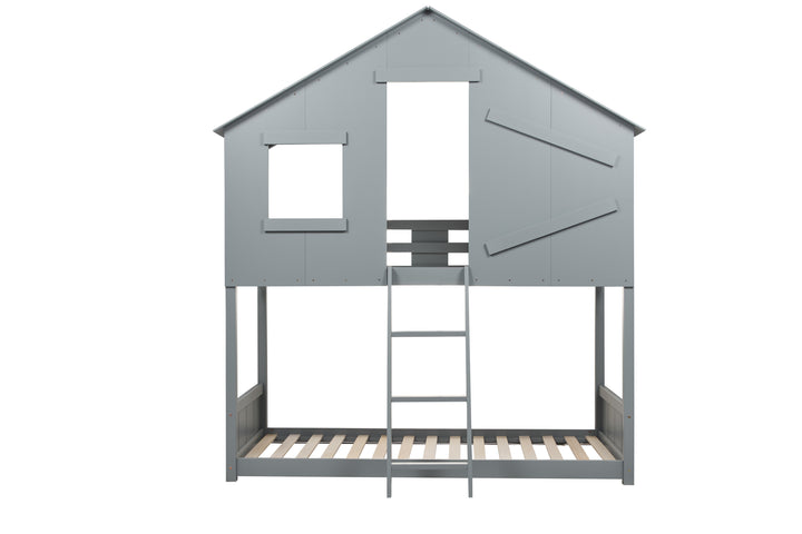 Safari Bunk Bed with Cosy Shelter and Traditional Pitch Roof for Imaginative Play