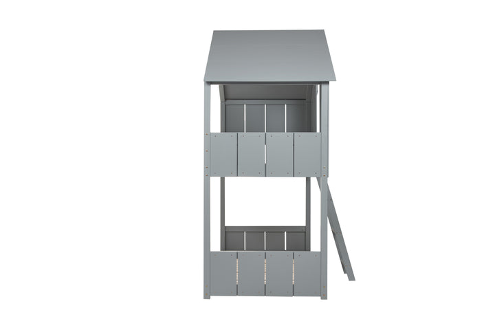 Safari Bunk Bed with Cosy Shelter and Traditional Pitch Roof for Imaginative Play