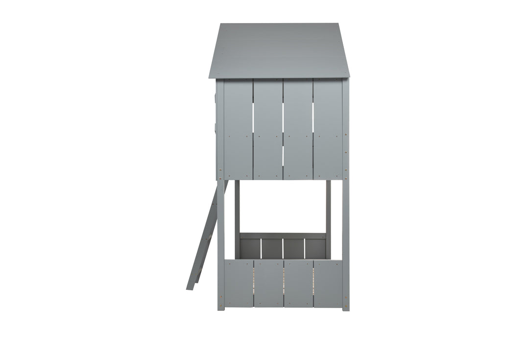 Safari Bunk Bed with Cosy Shelter and Traditional Pitch Roof for Imaginative Play