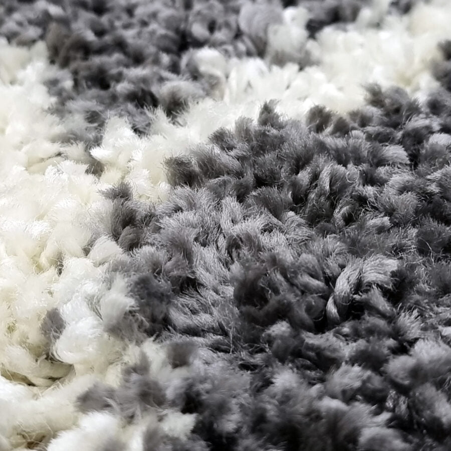 Grey Fluffy Shaggy Rug Diamond Geometric - TidySpaces