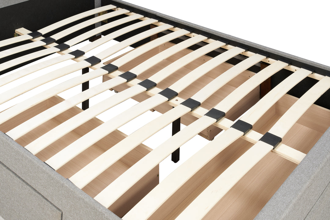 Sophisticated Shelby Bed with Storage Drawers and Deep-Buttoned Headboard