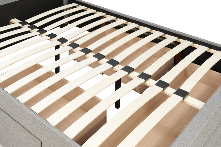 Sophisticated Shelby Bed with Storage Drawers and Deep-Buttoned Headboard