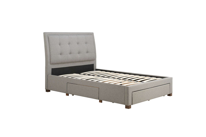 Sophisticated Shelby Bed with Storage Drawers and Deep-Buttoned Headboard