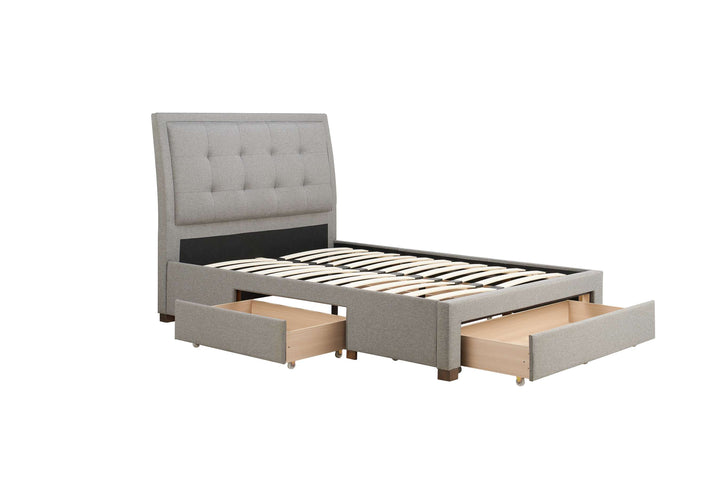 Sophisticated Shelby Bed with Storage Drawers and Deep-Buttoned Headboard