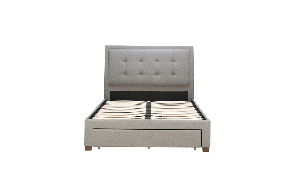 Sophisticated Shelby Bed with Storage Drawers and Deep-Buttoned Headboard