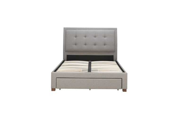 Sophisticated Shelby Bed with Storage Drawers and Deep-Buttoned Headboard