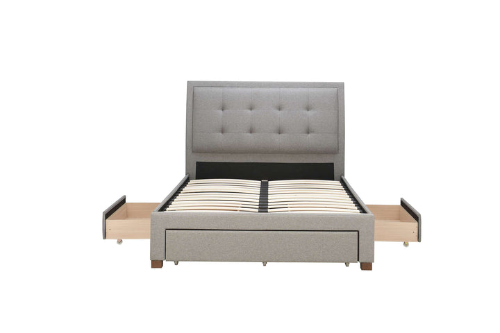 Sophisticated Shelby Bed with Storage Drawers and Deep-Buttoned Headboard