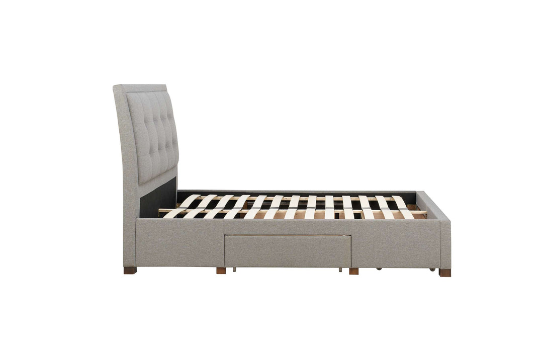 Sophisticated Shelby Bed with Storage Drawers and Deep-Buttoned Headboard