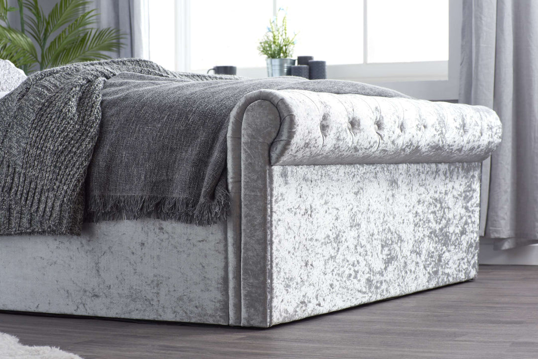 Sienna Ottoman Bed with Luxury Fabric Finish and Gas Lift Storage