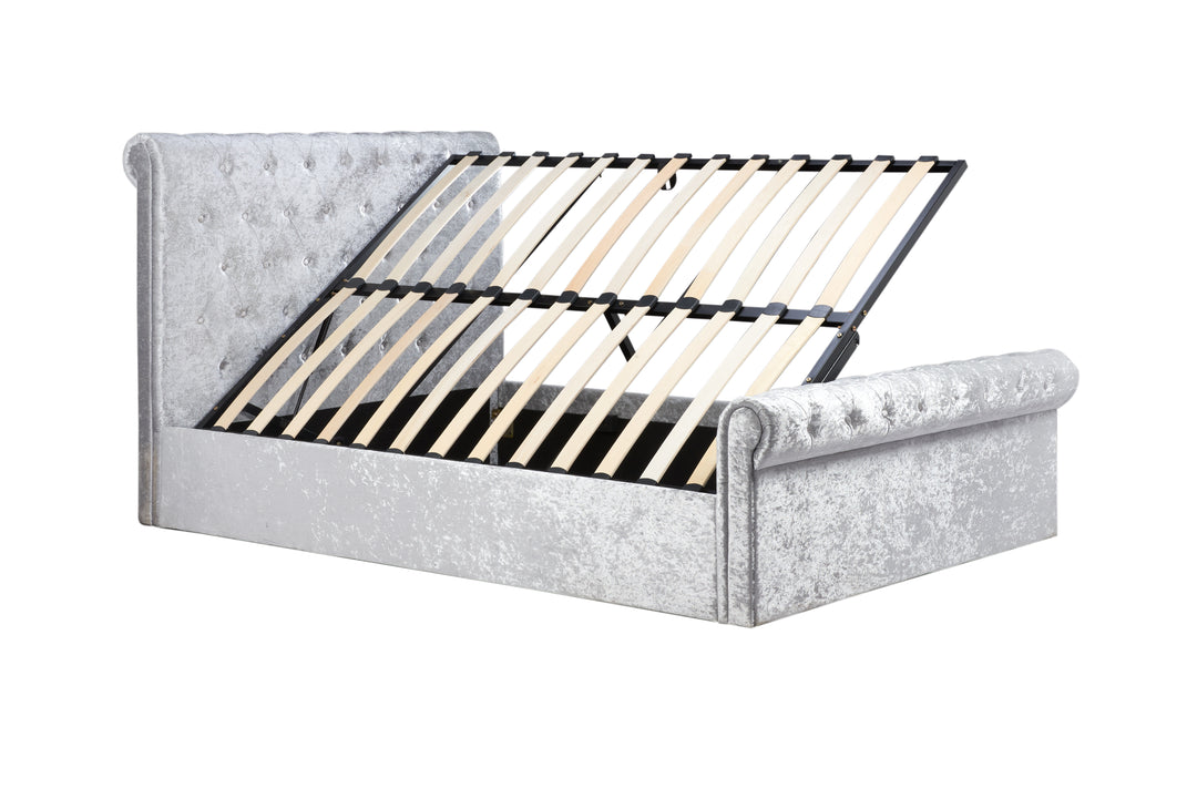 Sienna Ottoman Bed with Luxury Fabric Finish and Gas Lift Storage