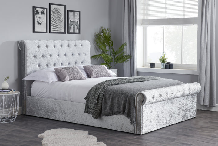 Sienna Ottoman Bed with Luxury Fabric Finish and Gas Lift Storage