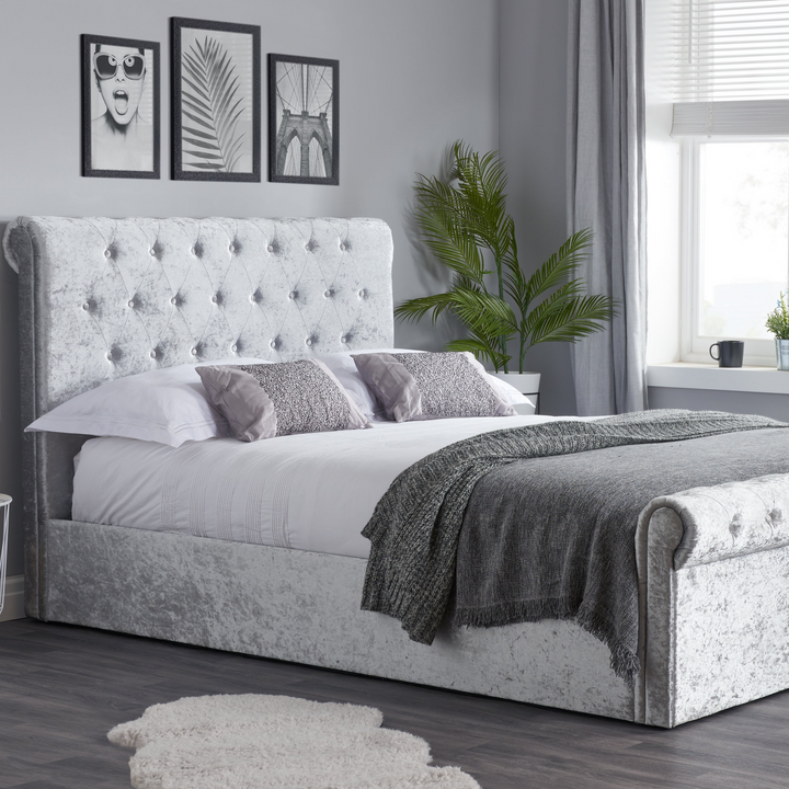 Sienna Ottoman Bed with Luxury Fabric Finish and Gas Lift Storage