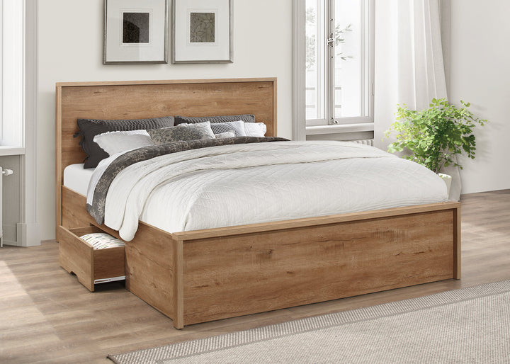 Stockwell Rustic Oak Bed with Spacious Drawers and Solid Slatted Base