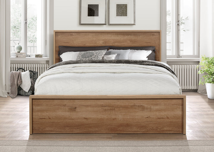Stockwell Rustic Oak Bed with Spacious Drawers and Solid Slatted Base