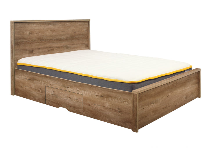 Stockwell Rustic Oak Bed with Spacious Drawers and Solid Slatted Base