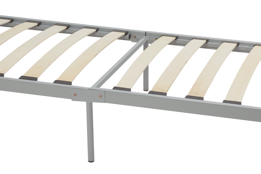 Classic Steel Bed Frame with Sprung Slatted Base for Enhanced Comfort