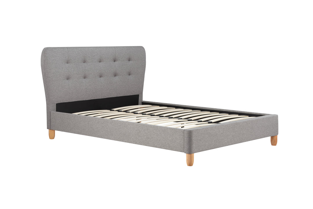 Stockholm Upholstered Bed Frame with Curved Buttoned Headboard and Sprung Slatted Base