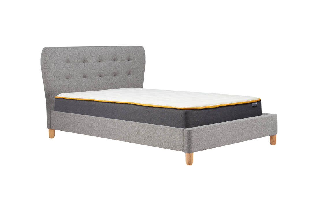 Stockholm Upholstered Bed Frame with Curved Buttoned Headboard and Sprung Slatted Base