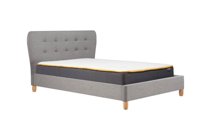 Stockholm Upholstered Bed Frame with Curved Buttoned Headboard and Sprung Slatted Base