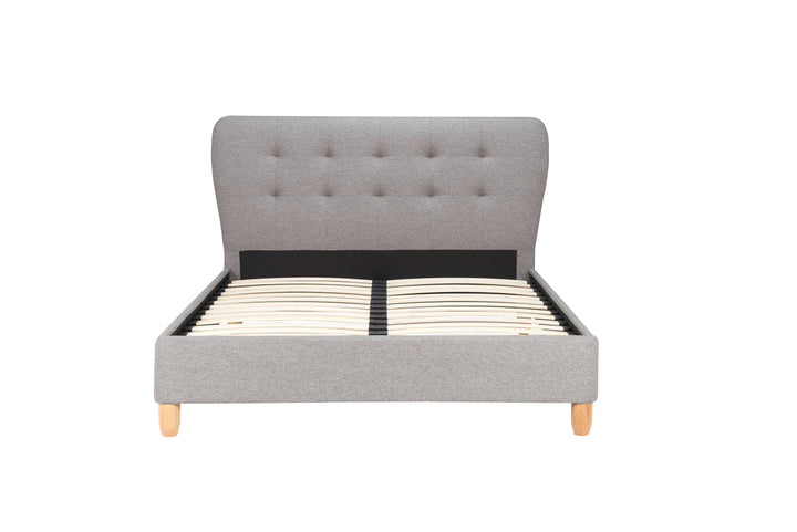Stockholm Upholstered Bed Frame with Curved Buttoned Headboard and Sprung Slatted Base