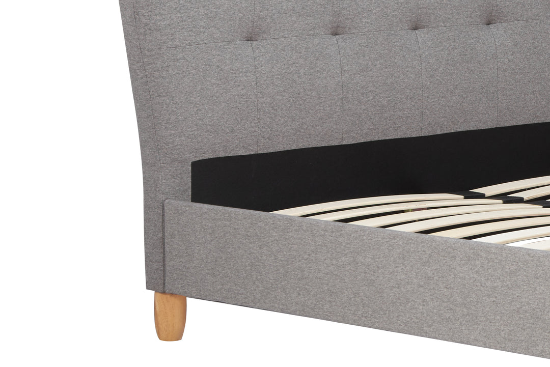 Stockholm Upholstered Bed Frame with Curved Buttoned Headboard and Sprung Slatted Base