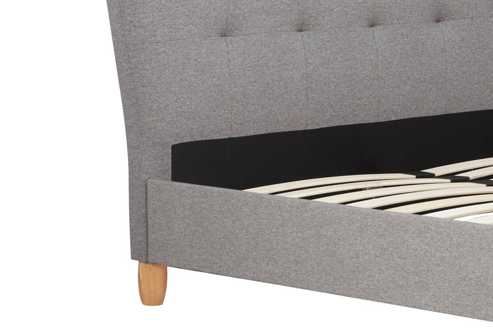 Stockholm Upholstered Bed Frame with Curved Buttoned Headboard and Sprung Slatted Base
