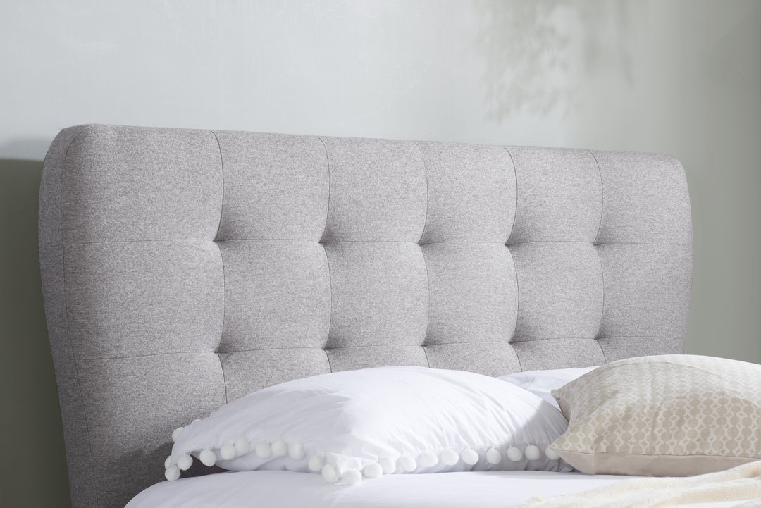 Stockholm Upholstered Bed Frame with Curved Buttoned Headboard and Sprung Slatted Base