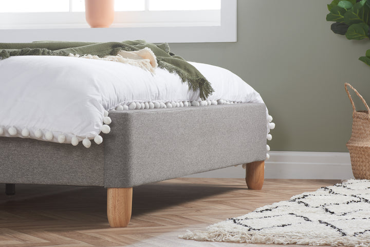 Stockholm Upholstered Bed Frame with Curved Buttoned Headboard and Sprung Slatted Base