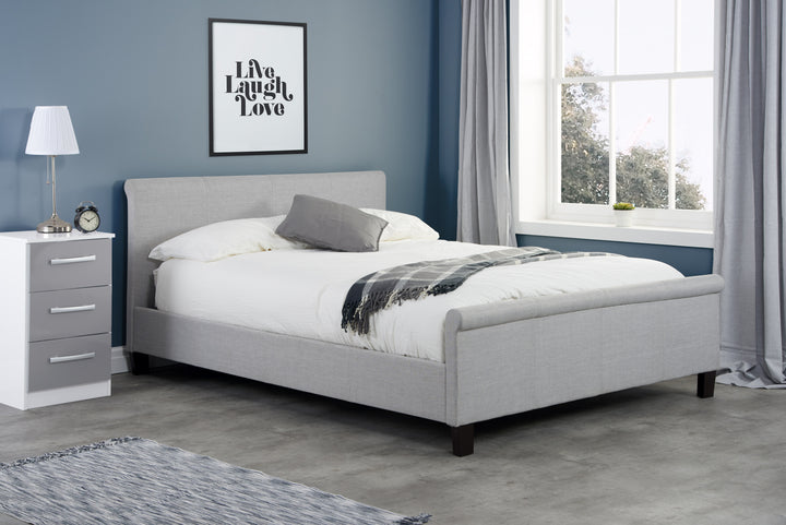 Stratus Modern Bed with Luxury Fabric Finish and Sprung Slatted Base