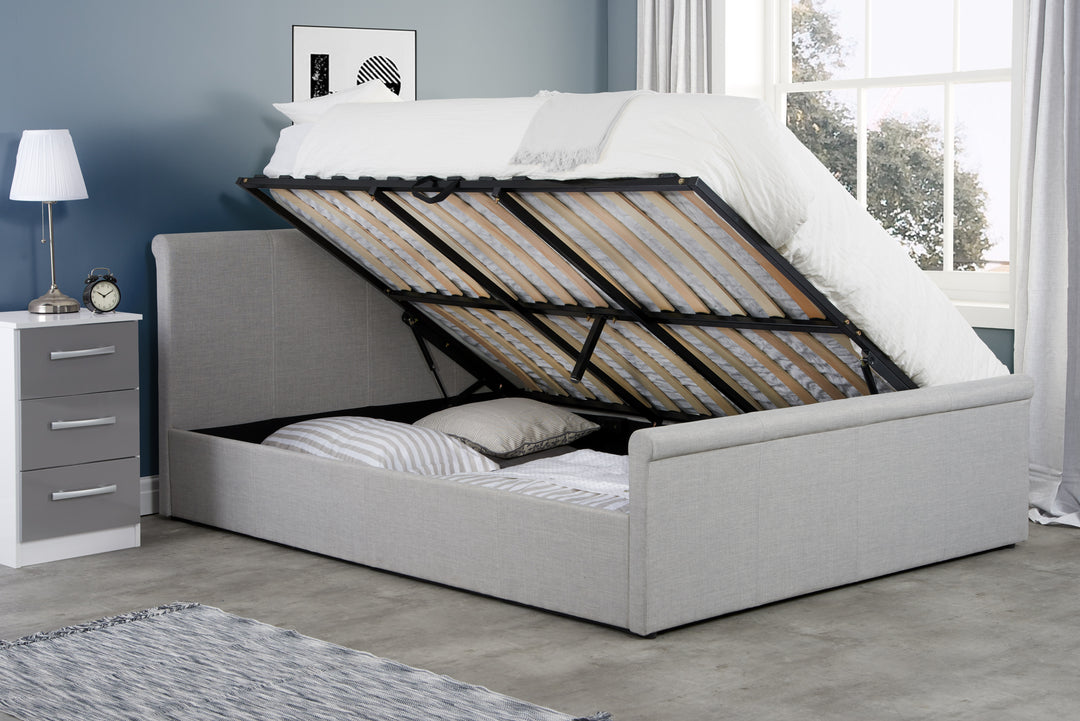 Stratus Ottoman Bed with Luxury Fabric Finish and Stylish Grey Upholstery